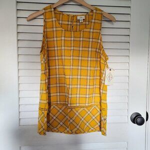 St. John's Bay Women's Top Small Yellow & Black Plaid Purdue IOWA Steele…